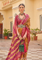 Thumbnail for Monjolika Fashion Mustard Colour Sigma Silk Patola Printed Saree With Blouse