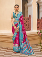 Thumbnail for Monjolika Fashion Dark Magenta Colour Sigma Silk Patola Printed Saree With Blouse