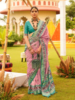 Thumbnail for Monjolika Fashion Salmon Colour Sigma Silk Patola Printed Saree With Blouse