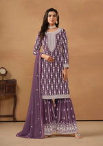 Thumbnail for Monjolika Fashion Purple Faux Georgette Embroidered Salwar Kameez
