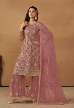 Thumbnail for Monjolika Fashion Light Pink Net Embroidered Trendy Salwar Suit - Distacart