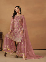 Thumbnail for Monjolika Fashion Light Pink Net Embroidered Trendy Salwar Suit - Distacart