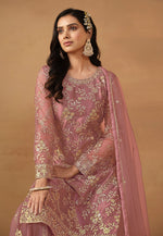 Thumbnail for Monjolika Fashion Light Pink Net Embroidered Trendy Salwar Suit - Distacart