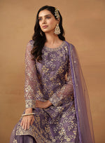 Thumbnail for Monjolika Fashion Purple Net Embroidered Trendy Salwar Suit