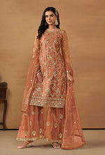 Thumbnail for Monjolika Fashion Light Rust Net Embroidered Trendy Salwar Suit