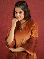 Thumbnail for Sangria V-Neck Kurta & Trouser With Dupatta