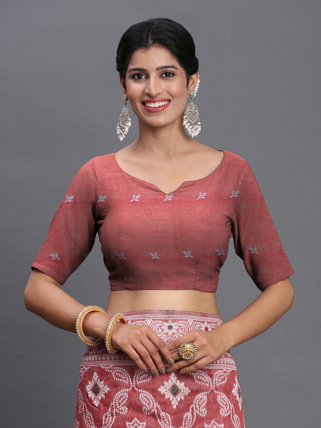 Astita Linen Cotton Peach Saree
