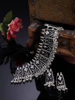 Thumbnail for Tehzeeb Creations Women's German Silver Oxidised Necklace And Earrings - Distacart