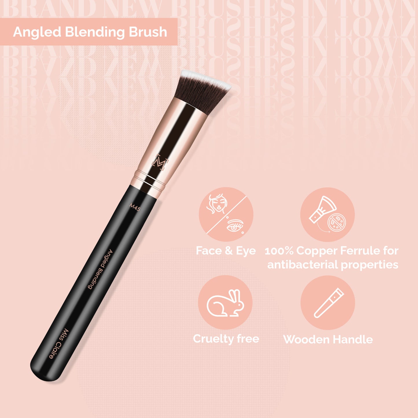 Miss Claire M45 - Angled Blending Brush - Rose Gold - Distacart