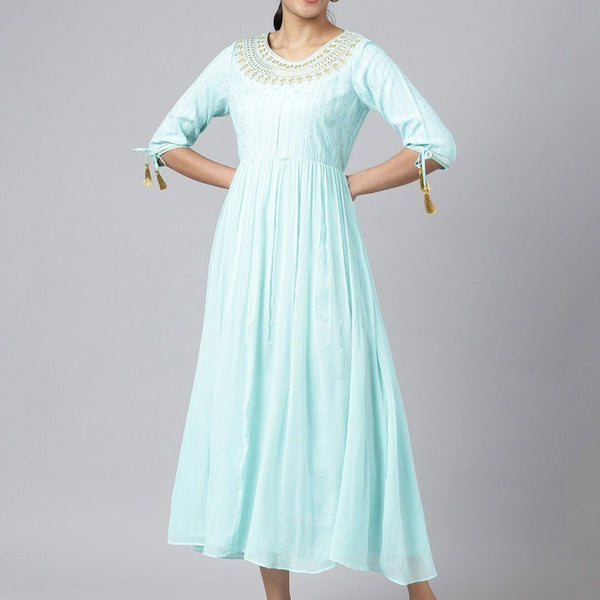 AURELIA Women Blue Floral Maxi Dress - Distacart