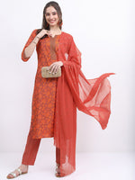 Thumbnail for Vishudh Floral Printed Kurta With Trousers & Dupatta