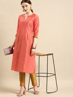 Thumbnail for All About You Women Peach-Coloured Embroidered Kurta with Trousers - Distacart