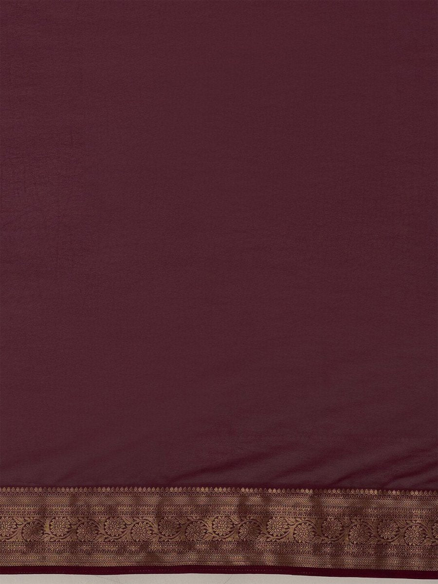 Anouk Purple & Gold-Toned Zari Pure Georgette Kanjeevaram Saree - Distacart