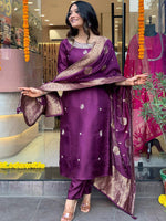 Thumbnail for Kalini Ethnic Motifs Printed Kurta with Trousers & Dupatta - Distacart