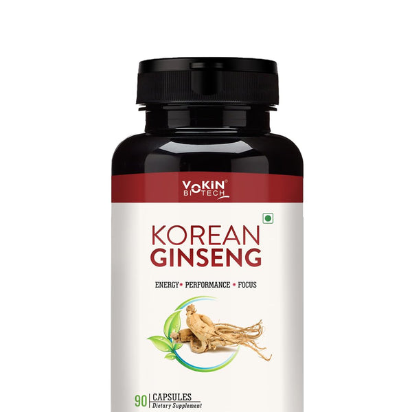 Vokin Biotech Korean Ginseng 90 Veg Capsules,Supports Energy, Vitality & Strength, For Men & Women