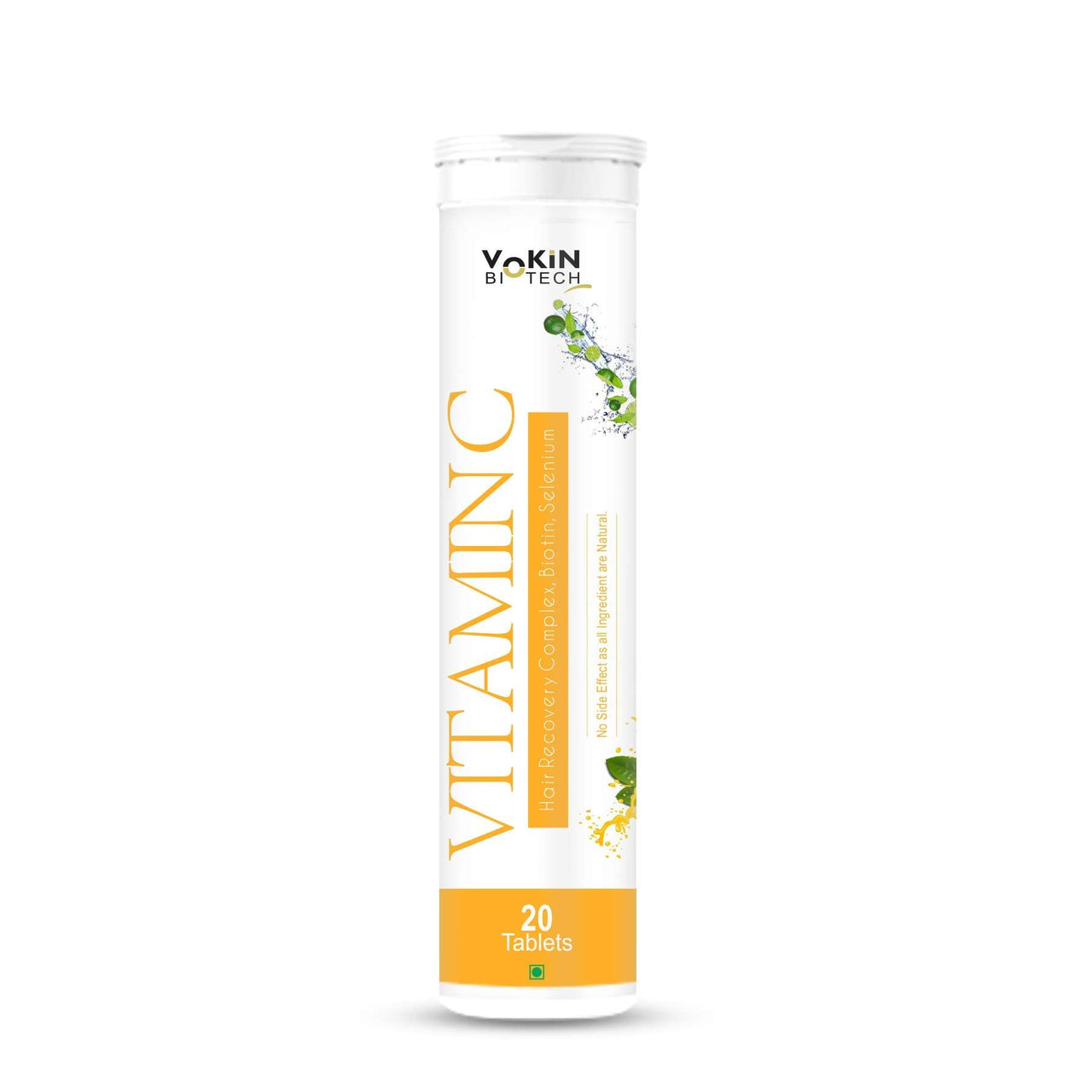 Vokin Biotech Vitamin C 40mg with Amla 1000mg for Immunity - Skin Care - Antioxidants 20 Effervescent Tablets Orange Flavor