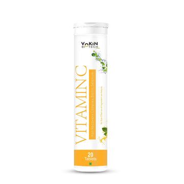Vokin Biotech Vitamin C 40mg with Amla 1000mg for Immunity - Skin Care - Antioxidants 20 Effervescent Tablets Orange Flavor