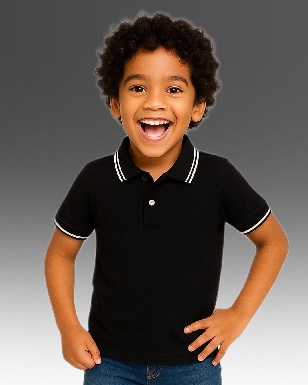 Chilins Kids Solid Polo Tshirt, Color - Black