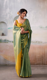 Thumbnail for Anaita Green Handloom Tissue Silk Self Woven Plain Saree - Distacart
