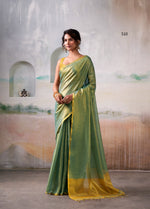 Thumbnail for Anaita Green Handloom Tissue Silk Self Woven Plain Saree - Distacart