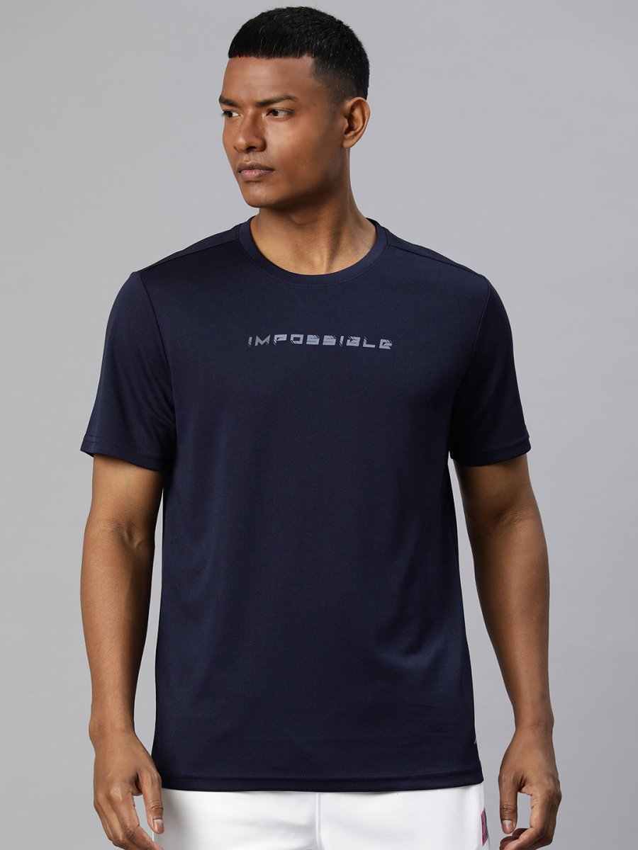 Alcis Men Typography Printed Dry Tech Slim Fit Sports T-shirt - Distacart