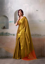 Thumbnail for Anaita Gold Handloom Tissue Silk Self Woven Plain Saree - Distacart