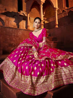 Thumbnail for Tulsi Art Marvelous Hot Pink Sequins Embroidered Silk Lehenga Choli