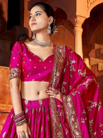 Thumbnail for Tulsi Art Marvelous Hot Pink Sequins Embroidered Silk Lehenga Choli