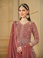 Thumbnail for Monjolika Fashion Faux Georgette Light Brown Anarkali Salwar Kameez