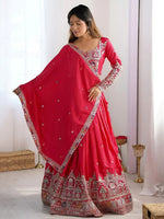 Thumbnail for Tulsi Art Magnetic Pink Coding Work Crepe Silk Designer Lehenga Choli