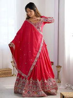 Thumbnail for Tulsi Art Magnetic Pink Coding Work Crepe Silk Designer Lehenga Choli