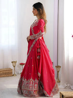 Thumbnail for Tulsi Art Magnetic Pink Coding Work Crepe Silk Designer Lehenga Choli