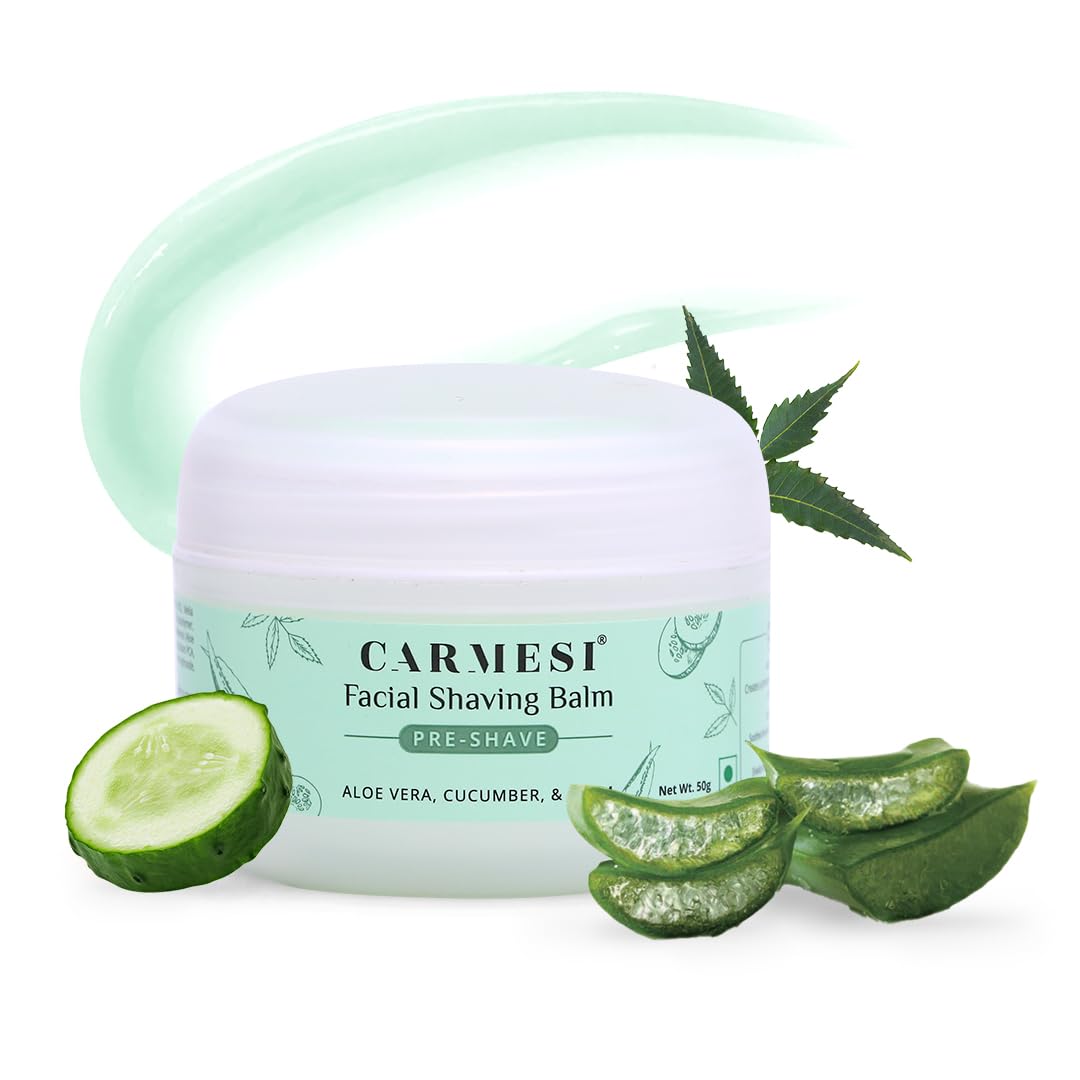 Carmesi Facial Shaving Balm for Women - 2-in-1 (Pre + Post-Shave) - Aloe Vera, Cucumber, Neem - Distacart