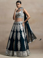 Thumbnail for Tulsi Art Glamorous Dark Green Thread Embroidered Georgette Lehenga Choli