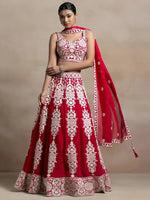 Thumbnail for Tulsi Art Attractive Red Thread Work Georgette Sangeet Wear Lehenga Choli