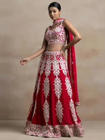 Thumbnail for Tulsi Art Attractive Red Thread Work Georgette Sangeet Wear Lehenga Choli