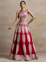Thumbnail for Tulsi Art Attractive Red Thread Work Georgette Sangeet Wear Lehenga Choli