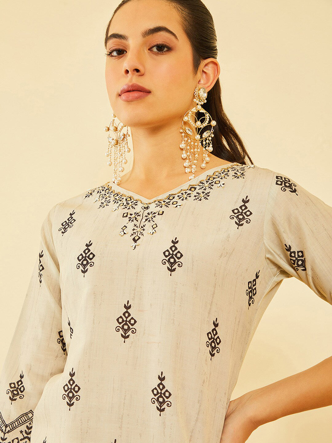 Soch Ethnic Motifs Printed Sequinned Straight Kurta - Distacart