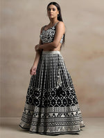 Thumbnail for Tulsi Art Awesome Black Thread Work Georgette Reception Wear Lehenga Choli
