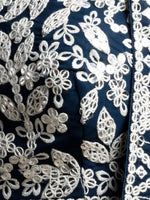 Thumbnail for Tulsi Art Great Navy Blue Thread Embroidered Georgette Wedding Lehenga Choli