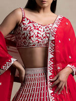 Thumbnail for Tulsi Art Marvelous Red Thread Work Georgette Sangeet Wear Lehenga Choli
