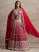 Thumbnail for Tulsi Art Marvelous Red Thread Work Georgette Sangeet Wear Lehenga Choli