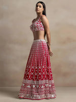 Thumbnail for Tulsi Art Marvelous Red Thread Work Georgette Sangeet Wear Lehenga Choli