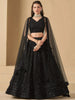 Tulsi Art Captivating Black Thread Work Georgette Party Wear Lehenga Choli - Dista