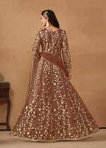 Thumbnail for Monjolika Fashion Net Embroidered Pant Style Suit In Brown