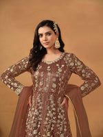 Thumbnail for Monjolika Fashion Net Embroidered Pant Style Suit In Brown