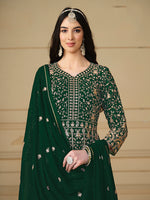Thumbnail for Monjolika Fashion Faux Georgette Embroidered Green Anarkali Salwar Suit - Distacart