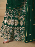 Thumbnail for Monjolika Fashion Faux Georgette Embroidered Green Anarkali Salwar Suit - Distacart