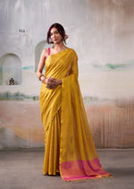 Thumbnail for Anaita Yellow Handloom Tissue Silk Self Woven Plain Saree - Distacart