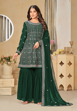 Thumbnail for Monjolika Fashion Embroidered Green Faux Georgette Trendy Salwar Kameez